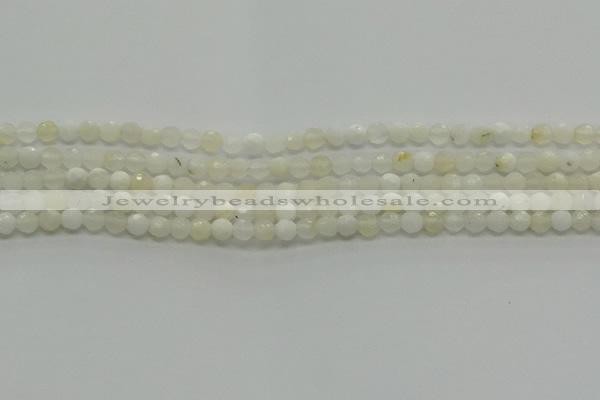 COP930 15.5 inches 4mm faceted round white opal gemstone beads