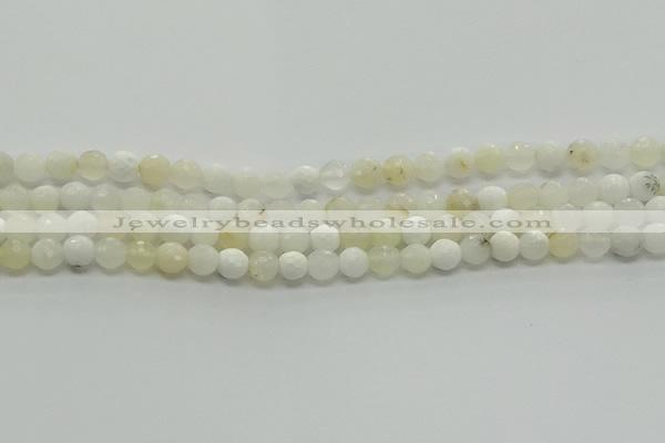 COP931 15.5 inches 6mm faceted round white opal gemstone beads