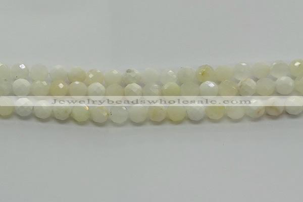 COP932 15.5 inches 8mm faceted round white opal gemstone beads