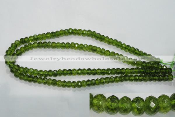 COQ100 15.5 inches 5*8mm faceted rondelle dyed olive quartz beads