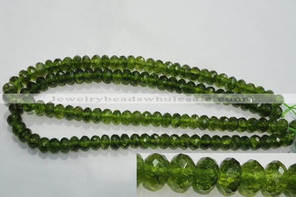 COQ101 15.5 inches 6*10mm faceted rondelle dyed olive quartz beads