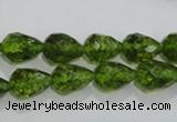 COQ108 15.5 inches 8*12mm faceted teardrop dyed olive quartz beads