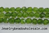 COQ115 15.5 inches 6mm faceted nuggets dyed olive quartz beads