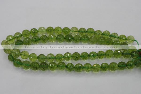 COQ12 16 inches 8mm faceted round dyed olive quartz beads wholesale