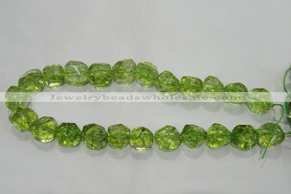 COQ125 15.5 inches 18mm nuggets dyed olive quartz beads