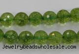 COQ16 16 inches 14mm faceted round dyed olive quartz beads wholesale