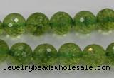 COQ18 16 inches 18mm faceted round dyed olive quartz beads wholesale