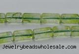 COQ22 16 inches 7*13mm column dyed olive quartz beads wholesale