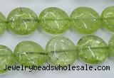 COQ25 16 inches 15mm flat round dyed olive quartz beads wholesale