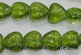 COQ32 15.5 inches 18*18mm heart dyed olive quartz beads wholesale