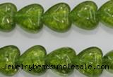 COQ33 15.5 inches 20*20mm heart dyed olive quartz beads wholesale