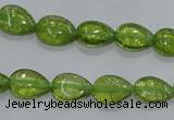 COQ40 15.5 inches 8*12mm flat teardrop dyed olive quartz beads