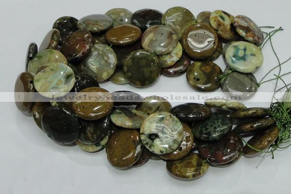 COS14 15.5 inches 25mm flat round ocean stone beads wholesale