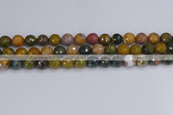 COS204 15.5 inches 12mm faceted round ocean jasper beads