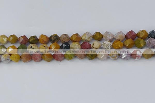 COS212 15.5 inches 10mm faceted nuggets ocean jasper beads