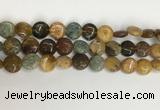 COS244 15.5 inches 12mm flat round ocean stone beads wholesale