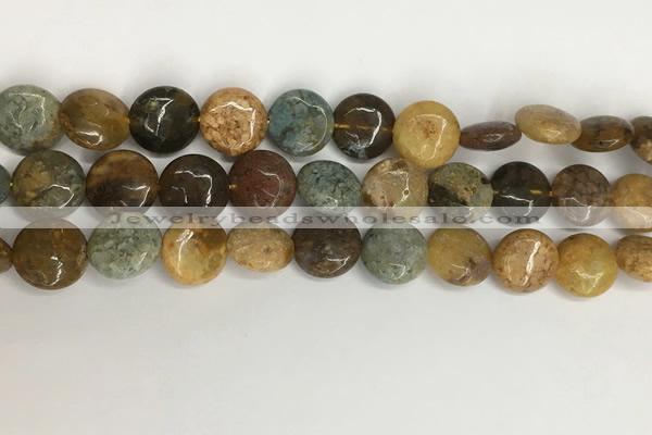 COS245 15.5 inches 14mm flat round ocean stone beads wholesale