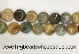 COS249 15.5 inches 25mm flat round ocean stone beads wholesale