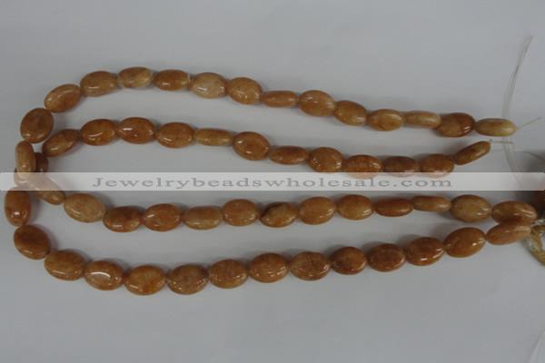 COV69 15.5 inches 10*14mm oval yellow jade beads wholesale