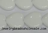 CPB106 15.5 inches 20*20mm heart white porcelain beads wholesale