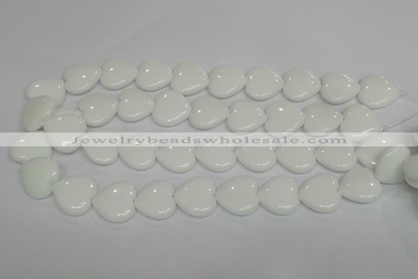 CPB106 15.5 inches 20*20mm heart white porcelain beads wholesale