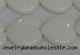 CPB107 15.5 inches 25*25mm heart white porcelain beads wholesale