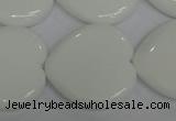 CPB108 15.5 inches 30*30mm heart white porcelain beads wholesale