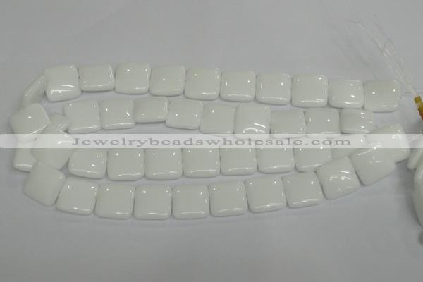 CPB115 15.5 inches 20*20mm square white porcelain beads wholesale