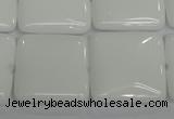 CPB116 15.5 inches 25*25mm square white porcelain beads wholesale