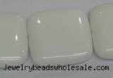 CPB117 15.5 inches 30*30mm square white porcelain beads wholesale