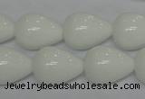 CPB25 15.5 inches 15*20mm teardrop white porcelain beads wholesale