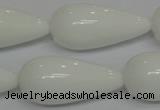 CPB27 15.5 inches 10*30mm teardrop white porcelain beads wholesale