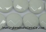 CPB304 15 inches 18mm faceted coin white porcelain beads