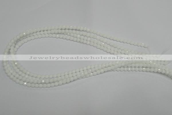 CPB31 15.5 inches 4mm faceted round white porcelain beads wholesale