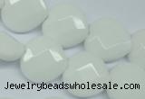 CPB312 15 inches 16*16mm faceted heart white porcelain beads