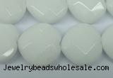 CPB314 15 inches 20*20mm faceted heart white porcelain beads