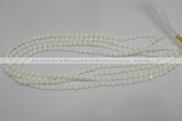 CPB32 15.5 inches 6mm faceted round white porcelain beads wholesale