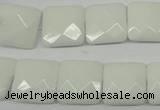 CPB321 15 inches 14*14mm faceted square white porcelain beads