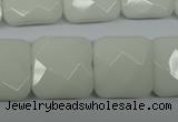 CPB324 15 inches 20*20mm faceted square white porcelain beads