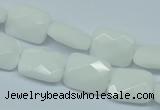 CPB328 15 inches 10*14mm faceted rectangle white porcelain beads