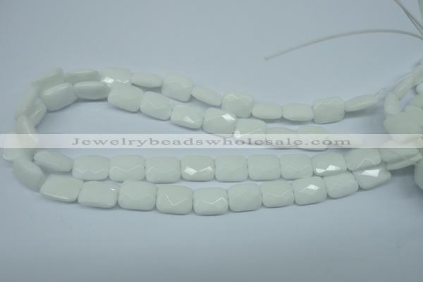 CPB328 15 inches 10*14mm faceted rectangle white porcelain beads