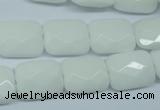 CPB329 15 inches 12*16mm faceted rectangle white porcelain beads