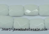 CPB330 15 inches 13*18mm faceted rectangle white porcelain beads