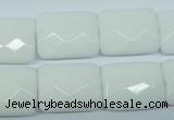 CPB331 15 inches 15*20mm faceted rectangle white porcelain beads