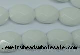 CPB337 15 inches 12*16mm faceted oval white porcelain beads