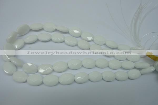 CPB337 15 inches 12*16mm faceted oval white porcelain beads