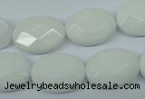 CPB339 15 inches 15*20mm faceted oval white porcelain beads