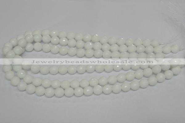 CPB34 15.5 inches 10mm faceted round white porcelain beads wholesale