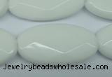 CPB341 15 inches 20*40mm faceted oval white porcelain beads