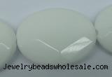 CPB342 15 inches 30*40mm faceted oval white porcelain beads